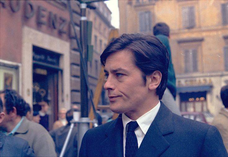 French actor Alain Delon takes a short walk off the set of a new film, "The Sicilians," during a break in the shooting in the center of Rome March 27, 1969. (AP Photo/Jim Pringle)