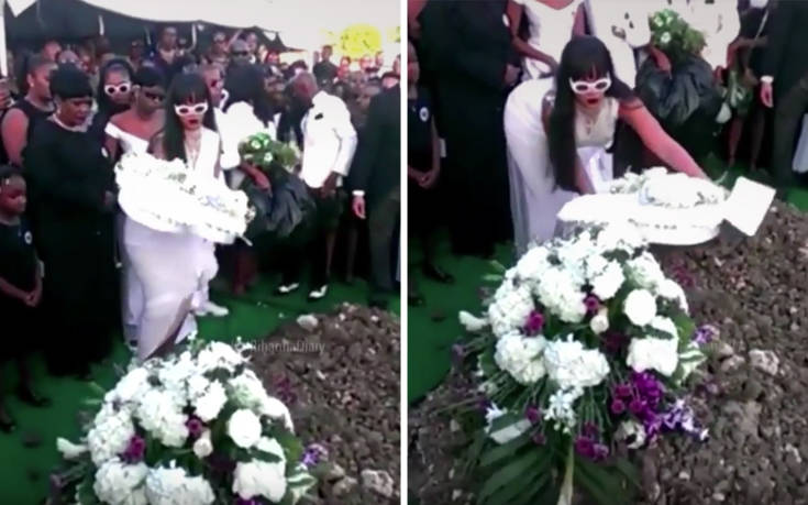 Στα λευκά η Ριάνα στην κηδεία του ξαδέλφου της