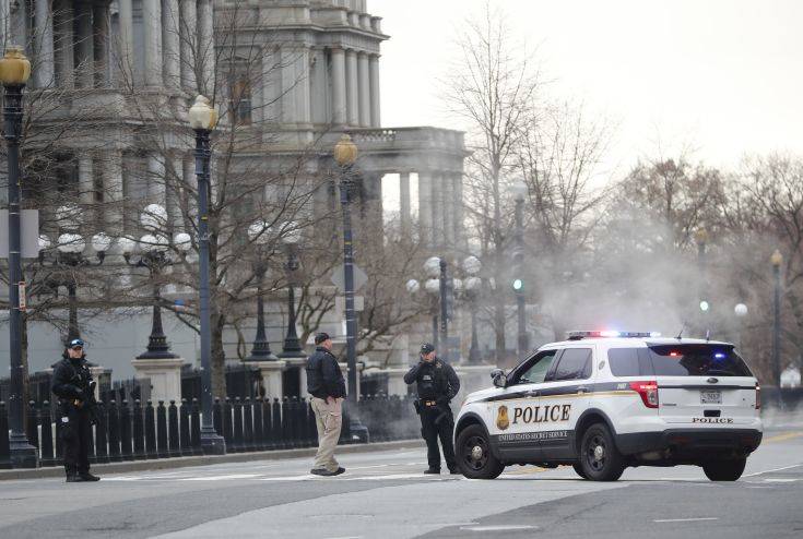 Police block 17th Street near the White House in Washington after a vehicle rammed into a security barrier near the White House, Friday, Feb. 23, 2018, in Washington. (AP Photo/Pablo Martinez Monsivais)