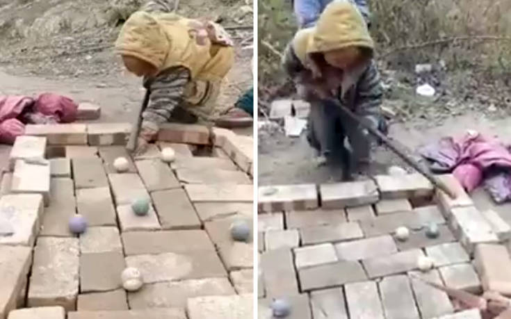 Έφτιαξαν αυτοσχέδιο μπιλιάρδο με πέτρες