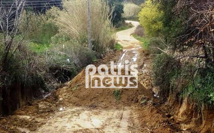 Απροσπέλαστος αγροτικός δρόμος στο Καπελέτο Ηλείας