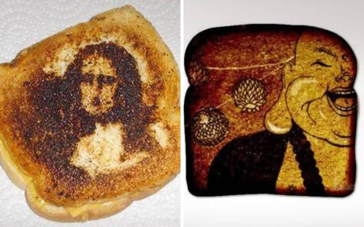 Έργα τέχνης πάνω σε ψωμί του τοστ