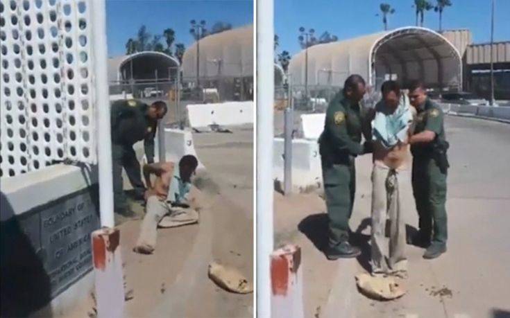 Αστυνομικοί προσπαθούν να ξεφορτωθούν έναν μετανάστη στα σύνορα με το Μεξικό