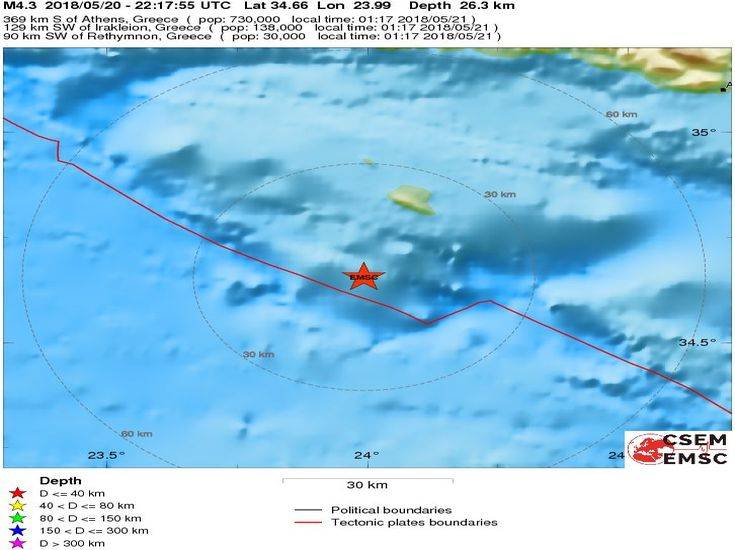 Σεισμός τώρα νότια της Κρήτης