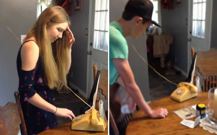 Τι κάνει ένας έφηβος όταν δει μια παλιά συσκευή σταθερού τηλεφώνου