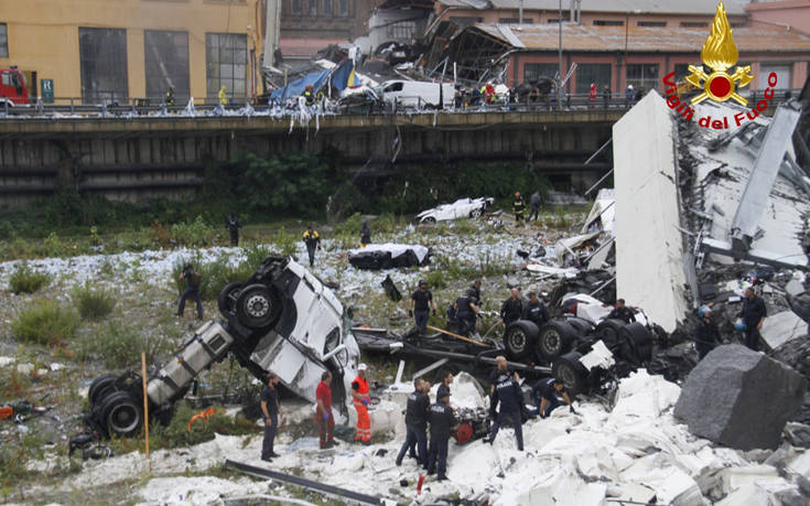 Μεγαλώνει η τραγική λίστα των νεκρών από την κατάρρευση γέφυρας στη Γένοβα