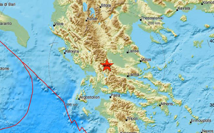 Σεισμός τώρα στην Καρδίτσα, αισθητός και στα Τρίκαλα