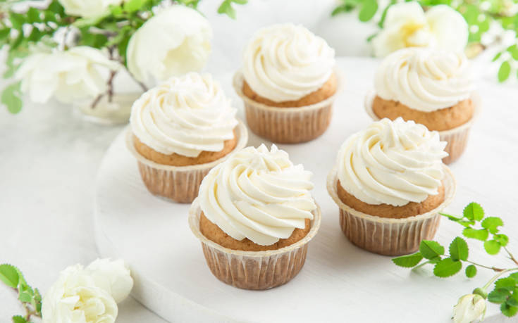 Cupcakes βανίλιας με επικάλυψη κρέμας