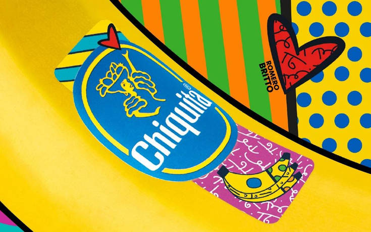 Νέα αυτοκόλλητο στις μπανάνες Chiquita από τον Romero Britto