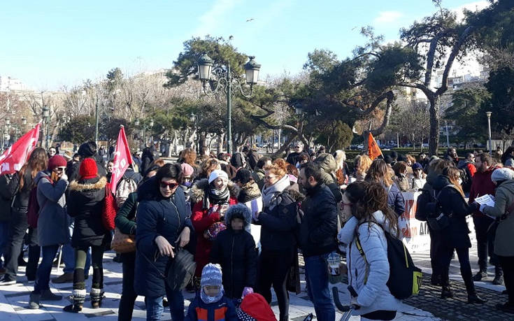 Κινητοποίηση εκπαιδευτικών στο κέντρο της Θεσσαλονίκης