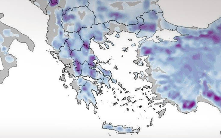 Ο χάρτης της κακοκαιρίας «Τηλέμαχος»