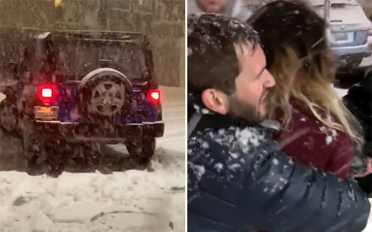 Της πέταξαν χιόνι και… πήγε να τους πατήσει