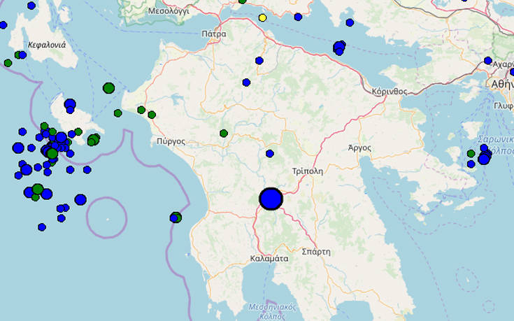 Σεισμός τώρα κοντά στη Δημητσάνα