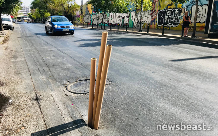 Η πατέντα με τους κυλίνδρους στη Λιοσίων για να κλείσουν την τρύπα