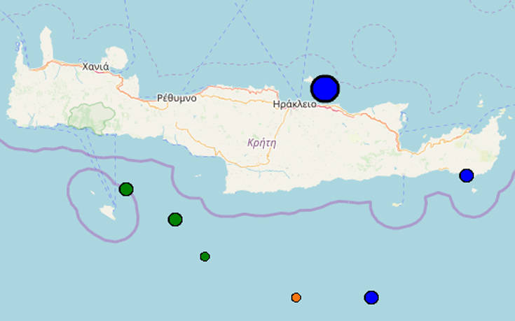 Σεισμός τώρα ανοιχτά του Ηρακλείου στην Κρήτη