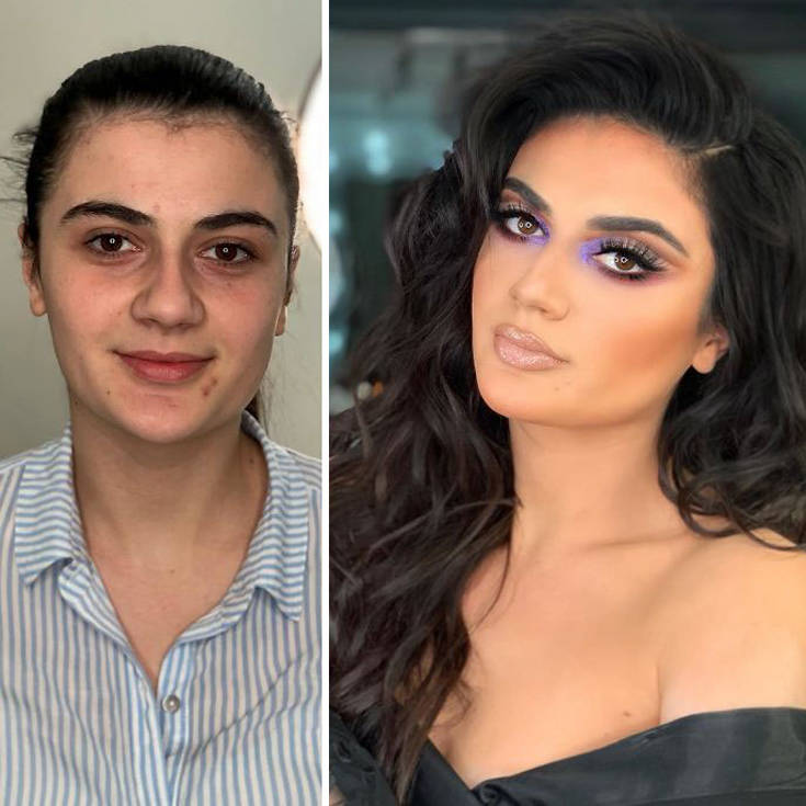 Φωτογραφίες πριν και μετά το νυφικό μακιγιάζ