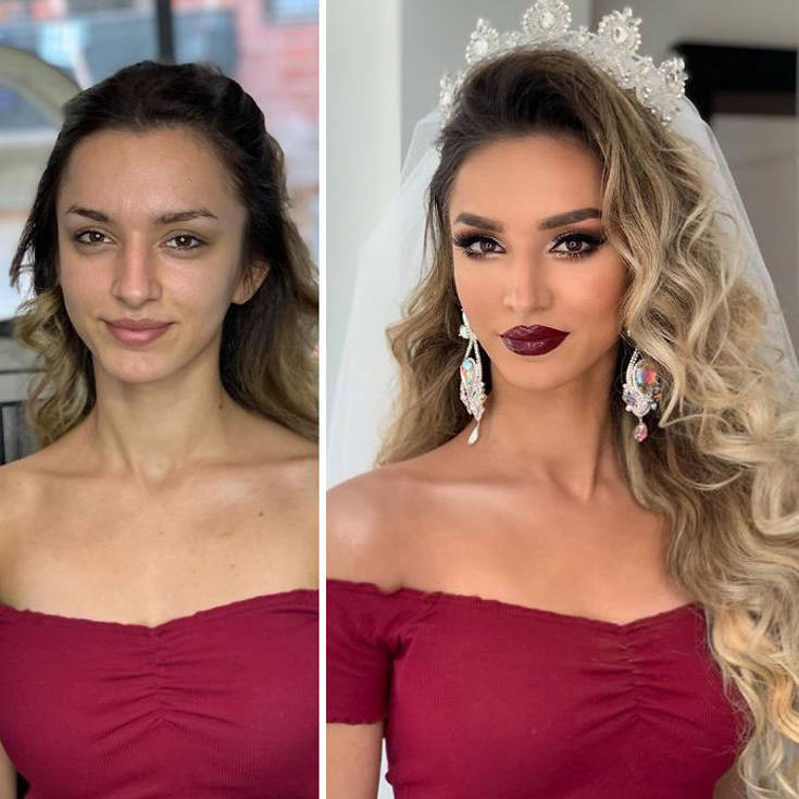 Φωτογραφίες πριν και μετά το νυφικό μακιγιάζ