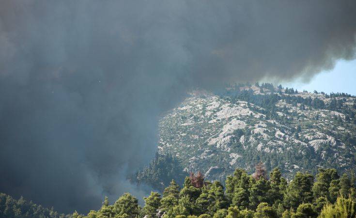 Στο μέτωπο του χωριού Πλατάνα εστιάζουν οι πυροσβεστικές δυνάμεις