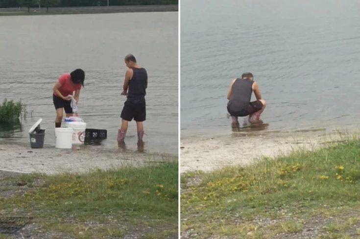 Υπάλληλοι εστιατορίου πιάστηκαν «να πλένουν μαγειρικά σκεύη» σε λίμνη
