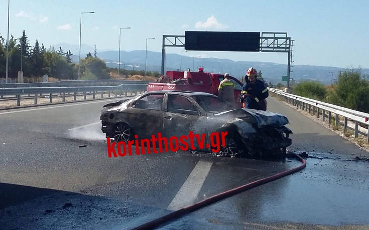 Τροχαίο στην Κορίνθου-Πατρών με έναν νεκρό, αυτοκίνητο τυλίχθηκε στις φλόγες