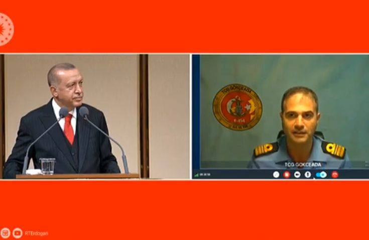 Προκλητικό σόου Ερντογάν με ζωντανή σύνδεση με φρεγάτα στην Ανατολική Μεσόγειο