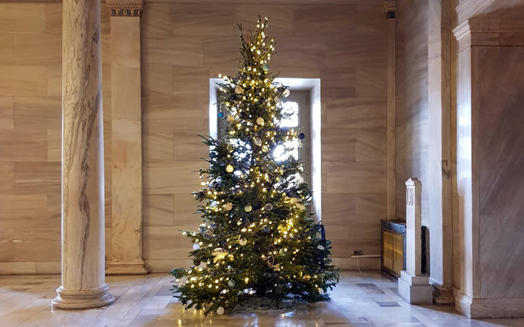 Χριστουγεννιάτικα δέντρα ξανατοποθετήθηκαν μετά από μια δεκαετία στη Βουλή
