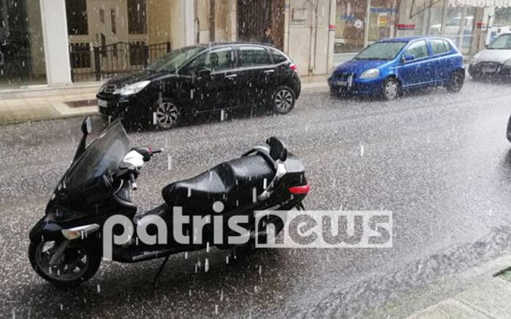 Πύργος: Δυνατή χαλαζόπτωση στην πόλη και στις γύρω περιοχές