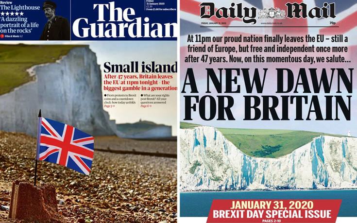 Ώρα μηδέν για το Brexit: Ενθουσιασμός αλλά και φόβος στα πρωτοσέλιδα του βρετανικού Τύπου