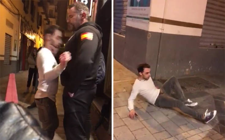 Ασύλληπτο χαστούκι από ένα «βουνό» σε έναν μικρόσωμο άνδρα που του έκανε μαγκιές