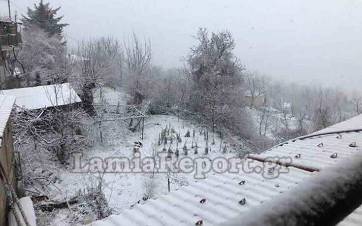 Χιονίζει στη Φθιώτιδα, απαραίτητες οι αλυσίδες στον δρόμο προς Καρπενήσι