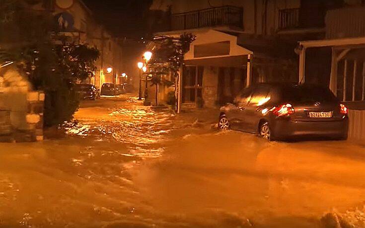 Πλημμύρες στη Σκιάθο από την κακοκαιρία