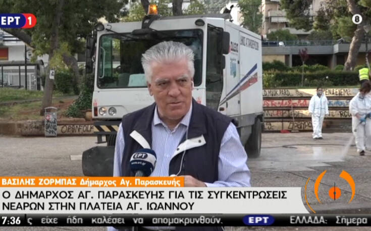 Απολύμανση σήμερα στην πλατεία Αγίας Παρασκευής- Νέα συγκέντρωση χθες βράδυ