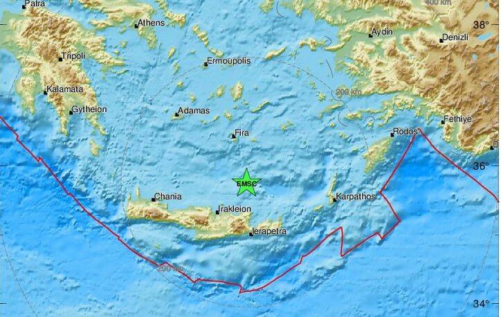 Σεισμός στη θαλάσσια περιοχή της Σαντορίνης