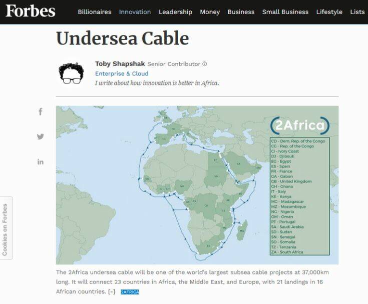 Το Facebook «κυκλώνει» την Αφρική με κολοσσιαίο υποθαλάσσιο καλώδιο 37.000 χλμ.