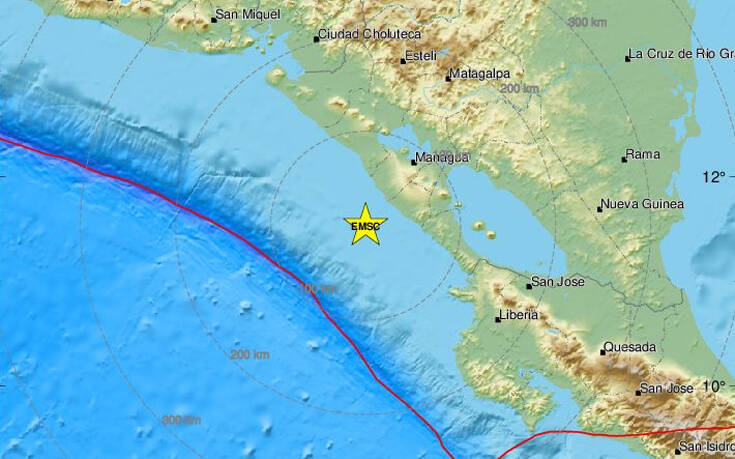 Σεισμός ανοιχτά της Νικαράγουας, ταρακουνήθηκαν κτίρια ως την πρωτεύουσα Μανάγκουα
