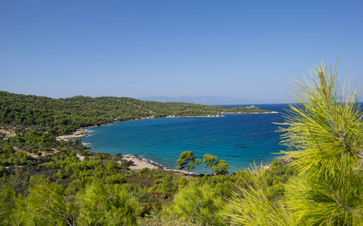 Η παραλία των Σπετσών με τα υπέροχα γαλαζοπράσινα νερά