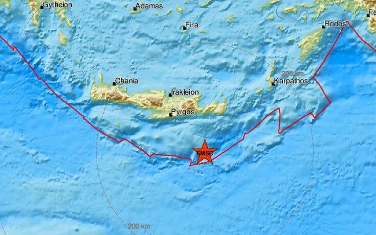 Σεισμός στη θαλάσσια περιοχή της Κρήτης