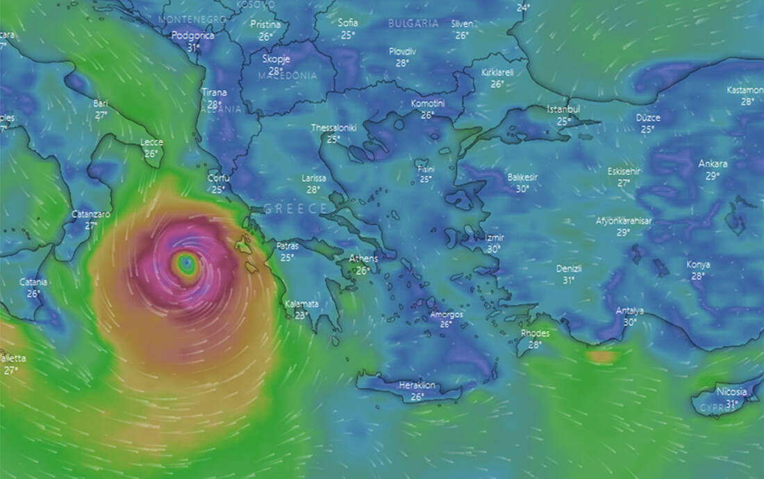 Καιρός &#8211; Ιανός: Δείτε λεπτό προς λεπτό την πορεία του κυκλώνα &#8211; LIVE εικόνα από την Κεφαλλονιά και την Κέρκυρα