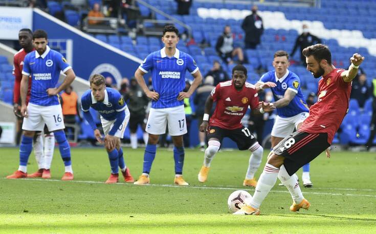 Premier League: Η Γιουνάιτεντ νίκησε με πέναλτι στο 100′ την Μπράιτον που είχε πέντε δοκάρια
