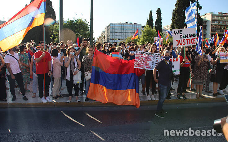 Συγκέντρωση Αρμενίων στο Σύνταγμα για το Ναγκόρνο Καραμπάχ