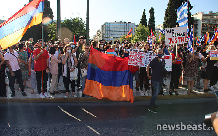 Συγκέντρωση Αρμενίων στο Σύνταγμα για το Ναγκόρνο Καραμπάχ