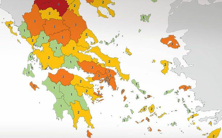 Αλλαγές από σήμερα στο χάρτη υγειονομικής ασφάλειας &#8211; Οι περιοχές που ανέβηκαν σε επίπεδο κινδύνου