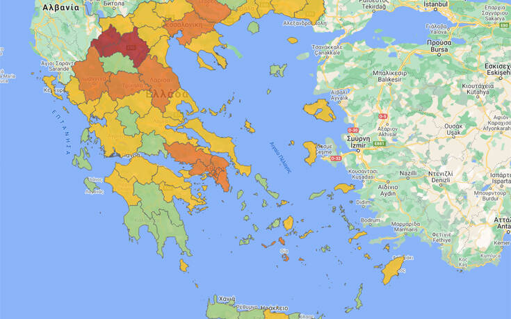Κορονοϊός στην Ελλάδα: Έτσι διαμορφώνεται από σήμερα ο Χάρτης Υγειονομικής Ασφάλειας