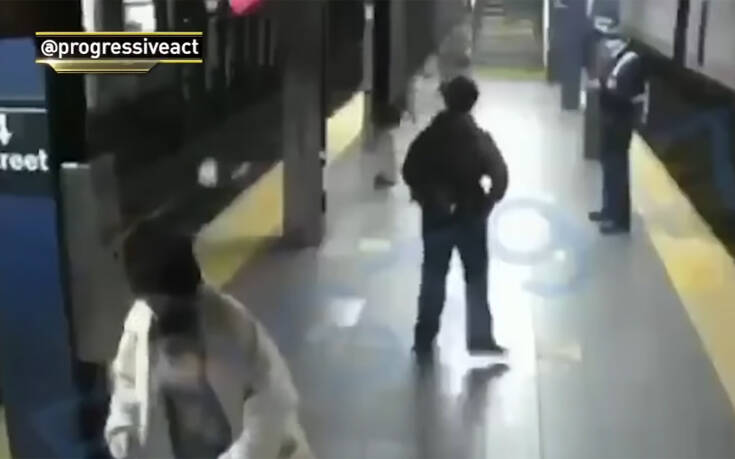 Βίντεο – σοκ με άντρα να σπρώχνει γυναίκα στις γραμμές του τρένου που φτάνει σε δευτερόλεπτα