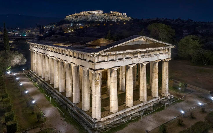 Μνημείο Φιλοπάππου και Ναός του Ηφαίστου: Η ιστορία των δύο μνημείων που φωτίστηκαν εκ νέου