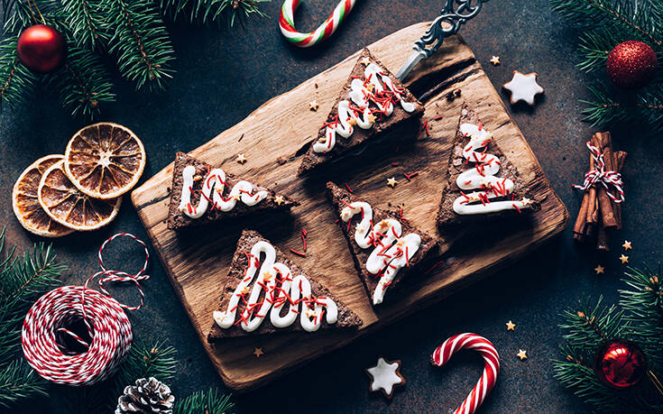 Χριστουγεννιάτικα μπράουνις με σοκολάτα