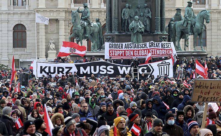 Αυστρία: Στους δρόμους χιλιάδες διαδηλωτές κατά των μέτρων για την πανδημία