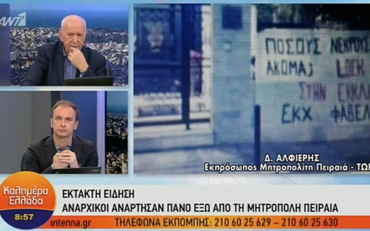 Κρέμασαν πανό στην  Μητρόπολη Πειραιά: «Lockdown στην εκκλησία»