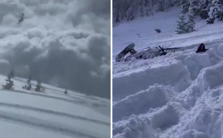 Βίντεο με την τρομακτική στιγμή που χιονοστιβάδα «θάβει» αναβάτες snowmobile