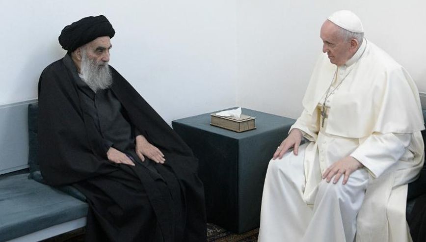 Ιστορική συνάντηση του πάπα Φραγκίσκου με τον Μεγάλο Αγιατολάχ αλ Σιστάνι